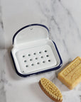 wall hung white enamel soap dish