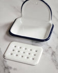 wall hung white enamel soap dish