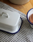 white enamel butter dish