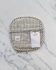 striped linen pot holder made by linen tales