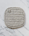 striped linen pot holder made by linen tales
