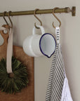 black and white striped linen t towel