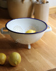 Enamel Colander with Feet - White