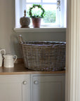 grey rattan laundry basket