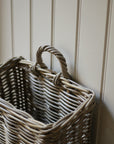 rattan basket with loop to hang on a hook