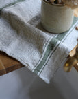 Rustic Linen Tea Towel - Green