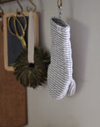 striped linen oven mitt