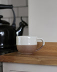 terracotta mug with white glaze top detail available in small and large