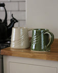 stoneware mug with etched detail