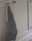 linen tea towel in a navy gingham