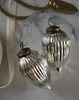 ribbed silver cone shaped glass bauble