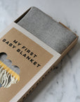 merino wool grey and yellow gift boxed baby blanket
