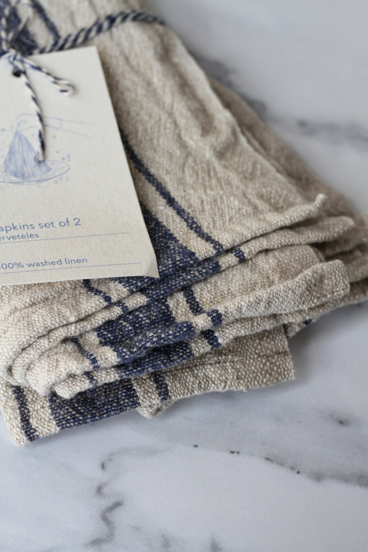 Rustic Linen Napkins - Blue