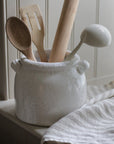 large ceramic pot with handles french style, utensil pot