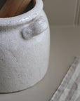 white large ceramic pot with handles french style, utensil pot