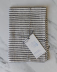 fine black stripe linen tea towel
