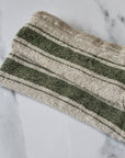set of two linen napkins with a green stripe, french style.