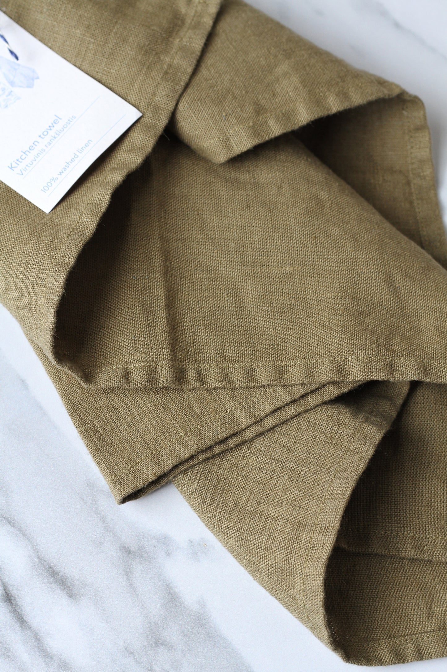 olive green tea towel made of linen