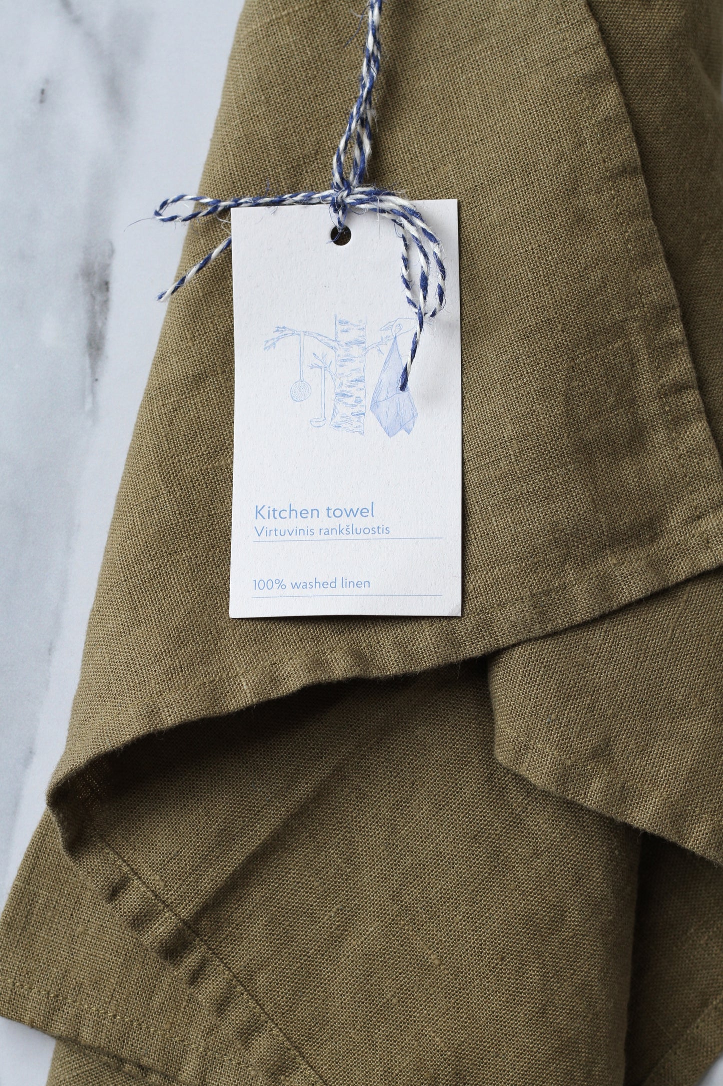 olive green tea towel made of linen