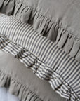 grey linen frilled cushion cover