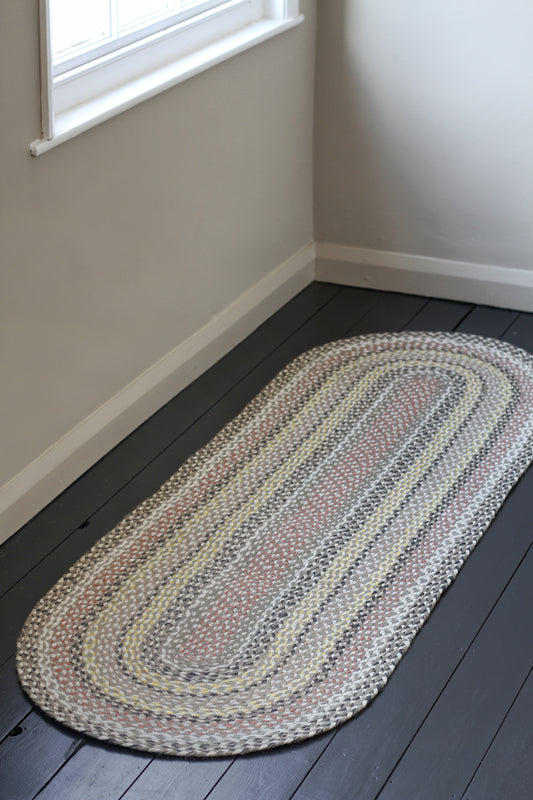 lila braided jute runner with oval ends