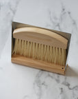 wood and metal table brush and pan set