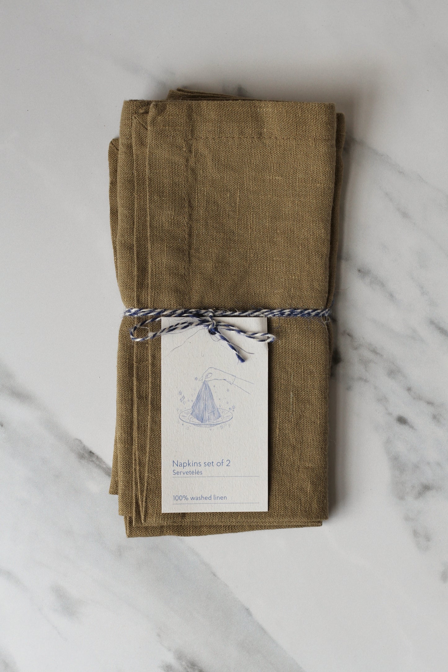 olive green linen napkin set of 2