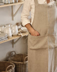 linen natural colour cross back apron