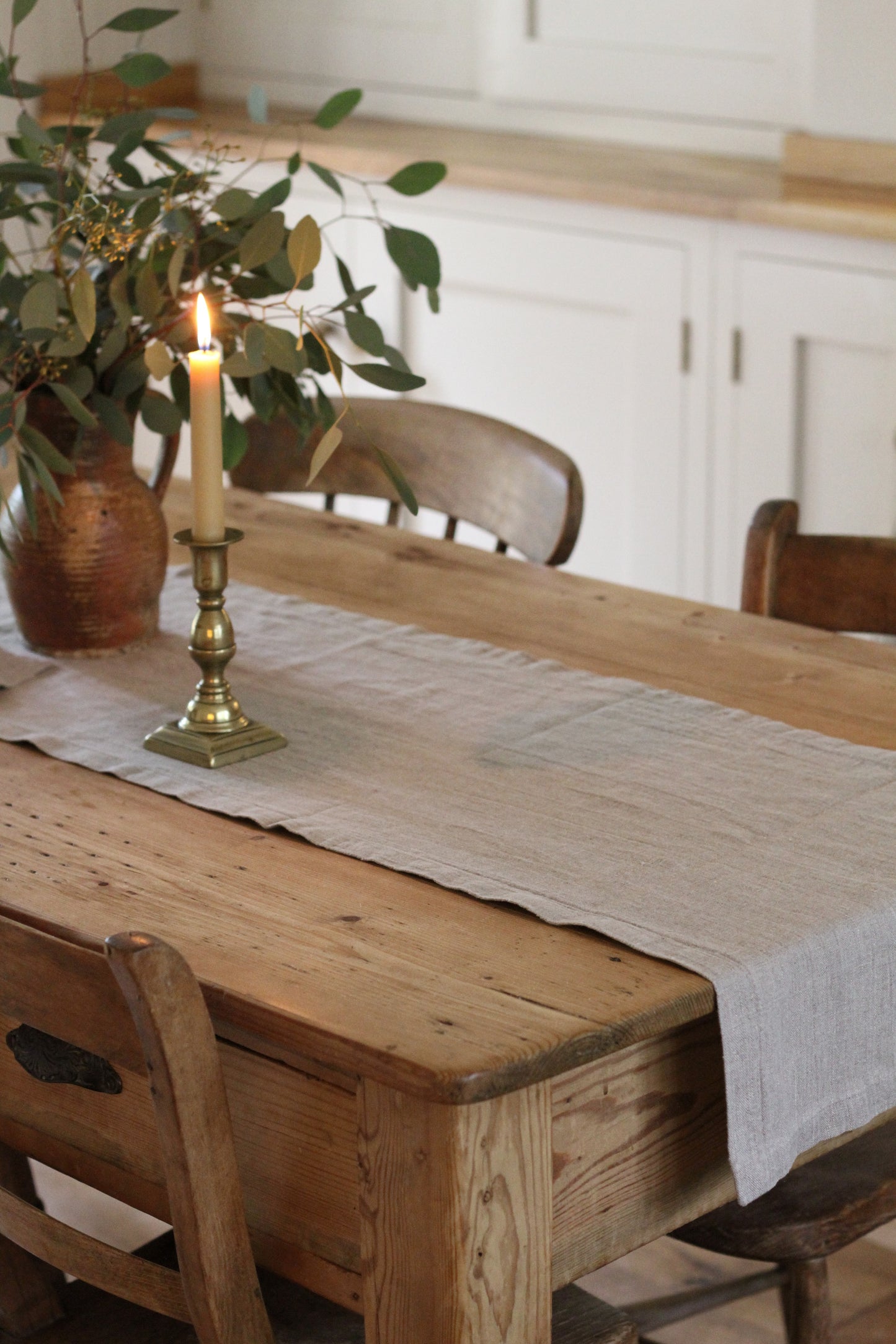 linen table runner in a natural linen colour 200cm long