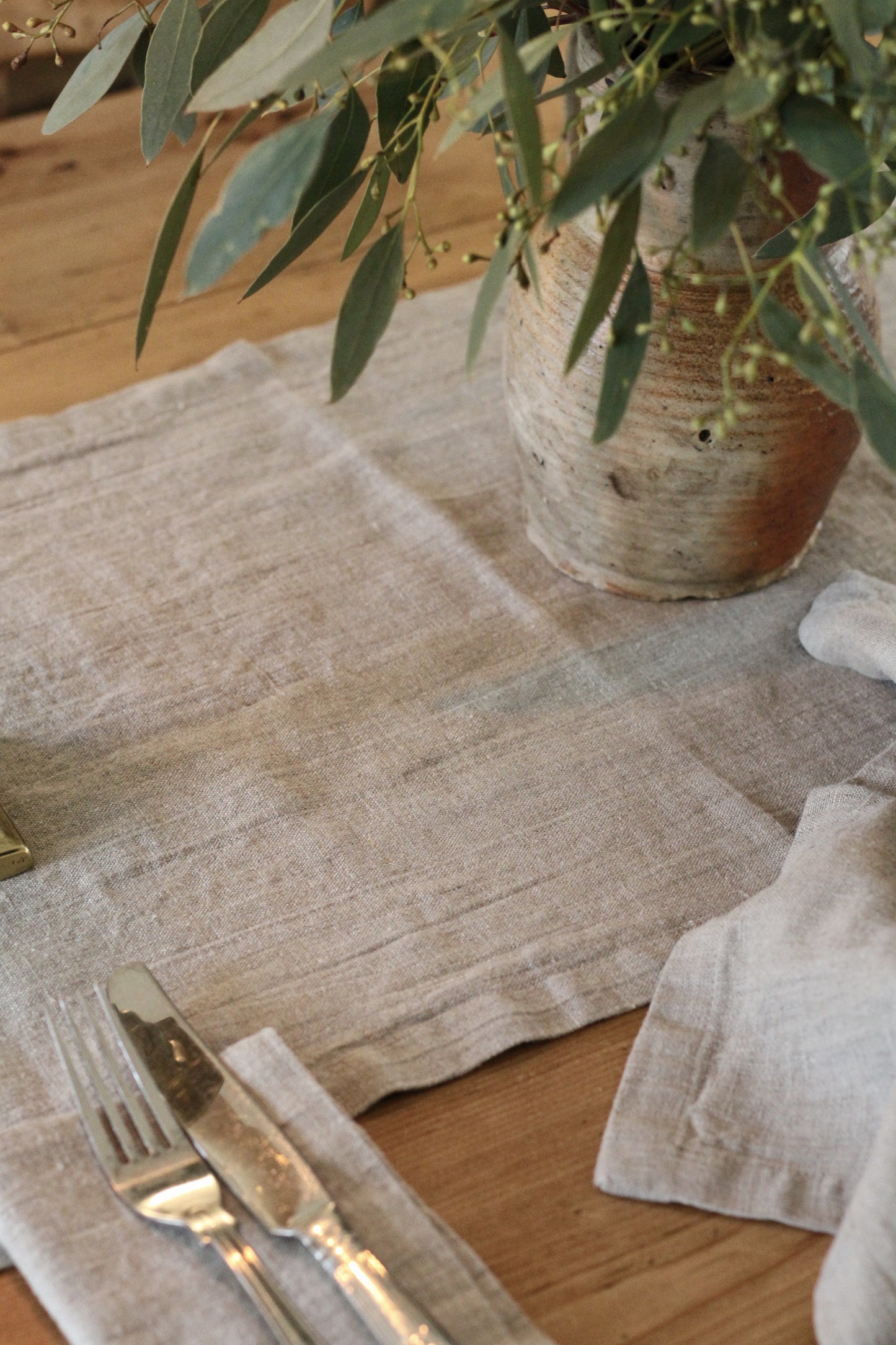 linen table runner in a natural linen colour 200cm long