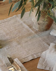 linen table runner in a natural linen colour 200cm long