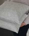 linen cushion cover fine black stripe