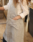 linen striped cross back apron