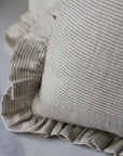 natural striped frilled linen cushion cover and duck feather inner