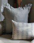 grey frilled linen cushion cover 40cm x 40cm