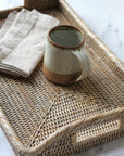 grey wash rattan drinks tray