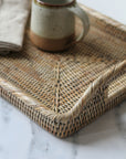 grey wash rattan drinks tray
