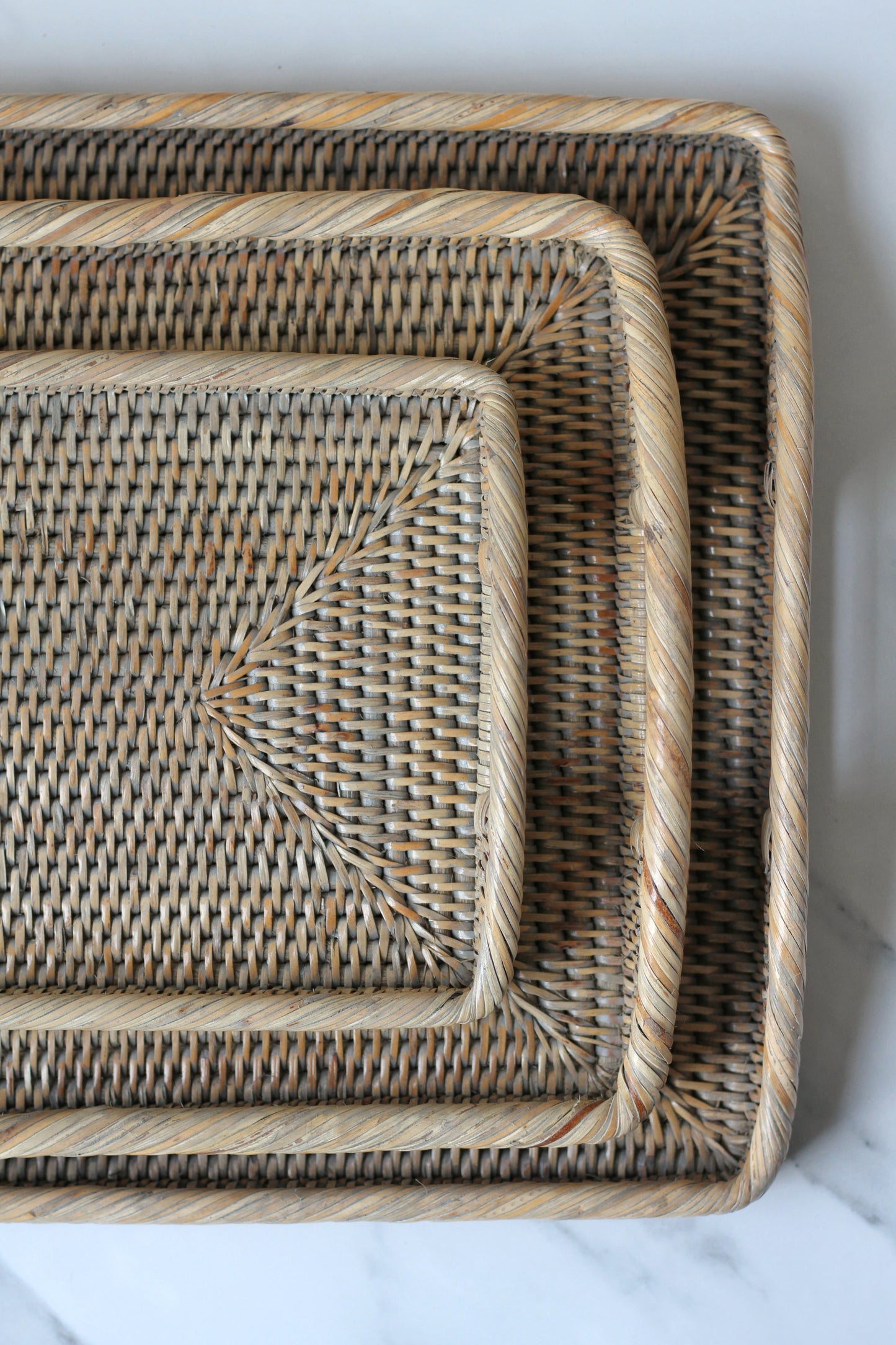 grey wash rattan drinks tray