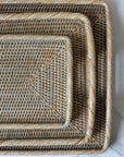 grey wash rattan drinks tray