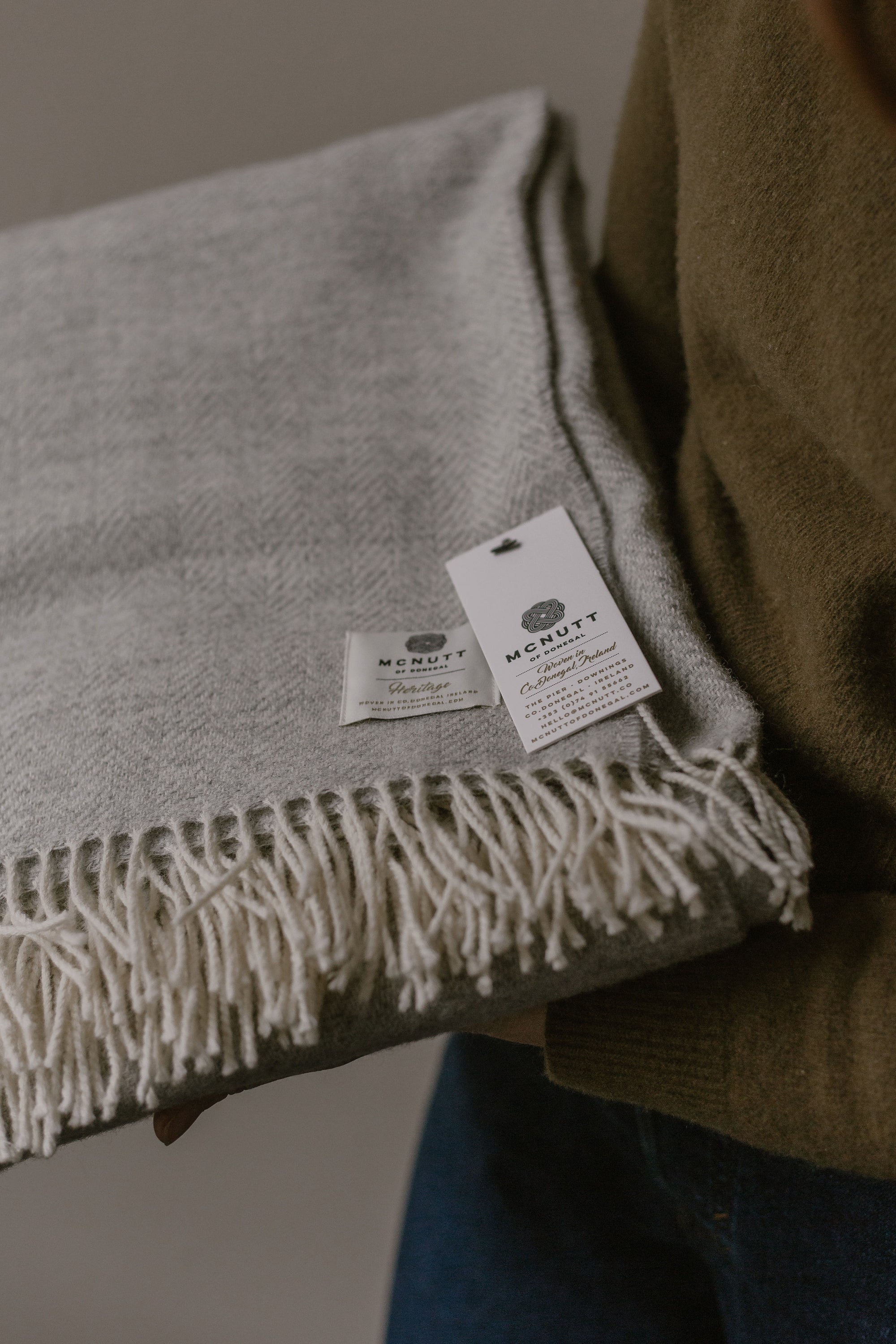 pale grey wool blanket handmade