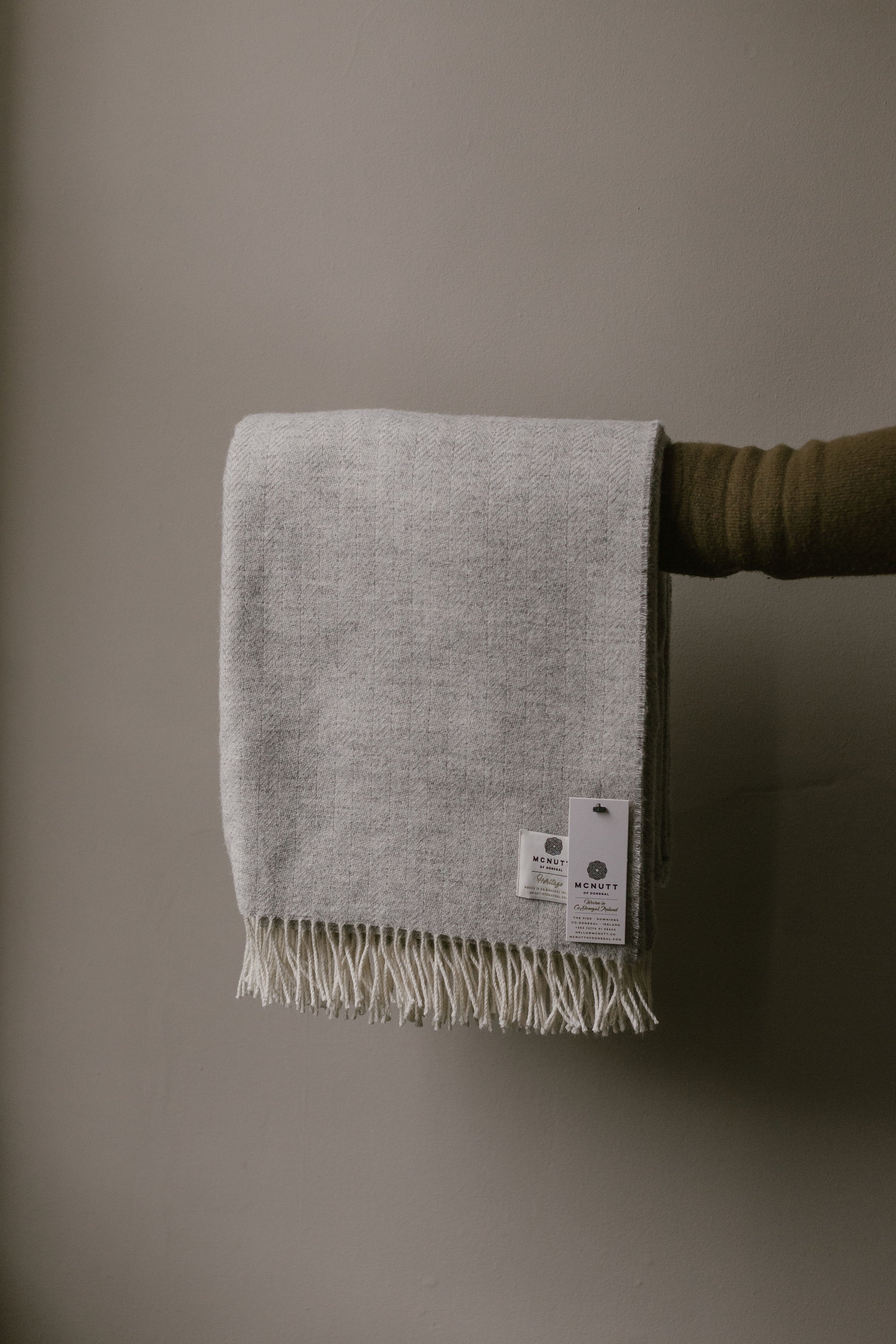 pale grey wool blanket handmade
