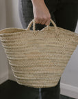 small palm leaf basket with handles