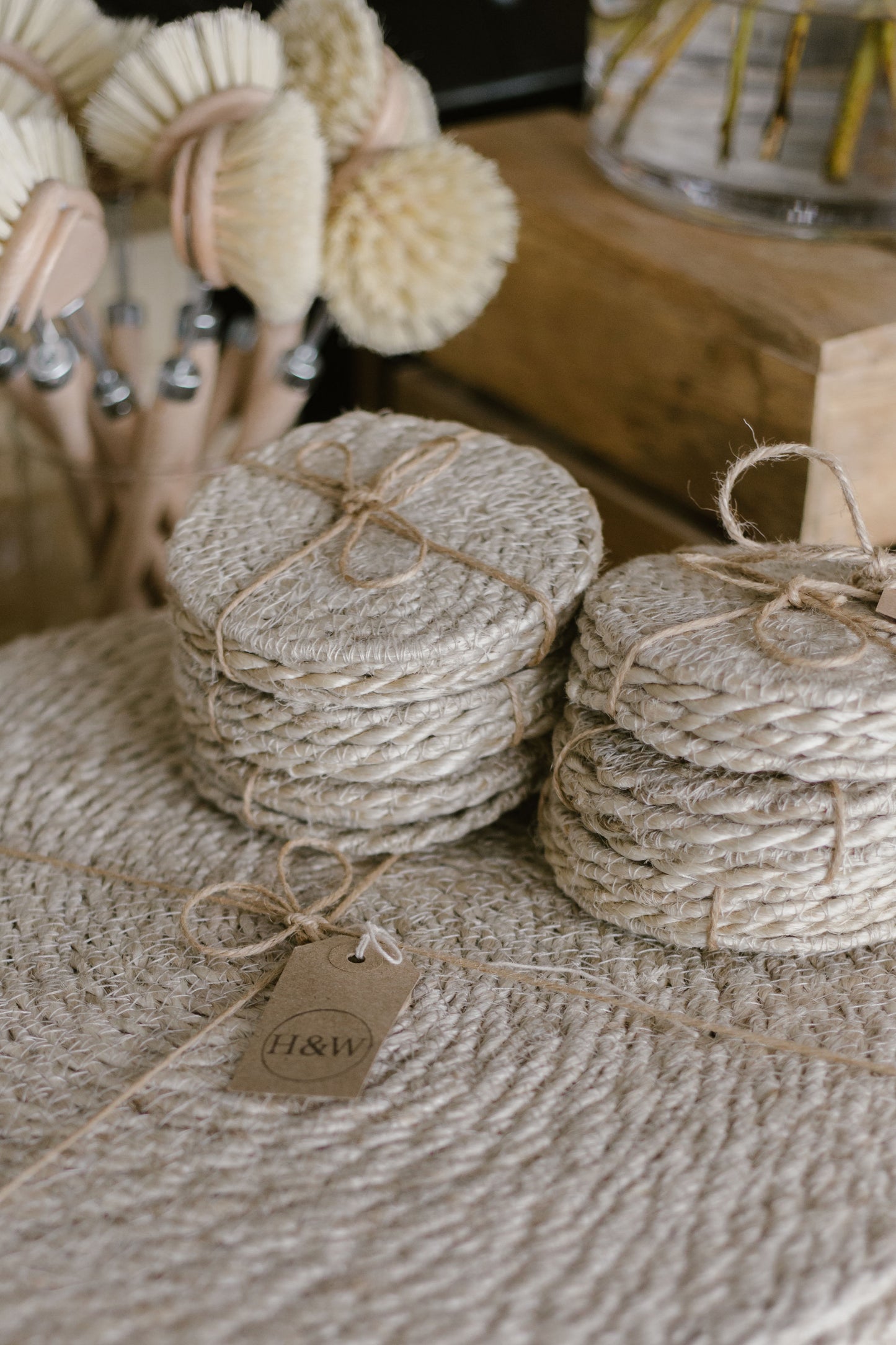 jute coaster and placemats