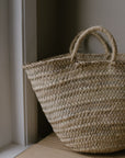 small palm leaf basket with handles