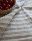 stripe linen tea towel ivory and natural stripe
