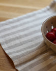 stripe linen tea towel ivory and natural stripe