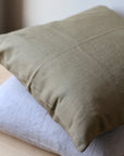 100% linen cushion with feather inner available in olive and natural