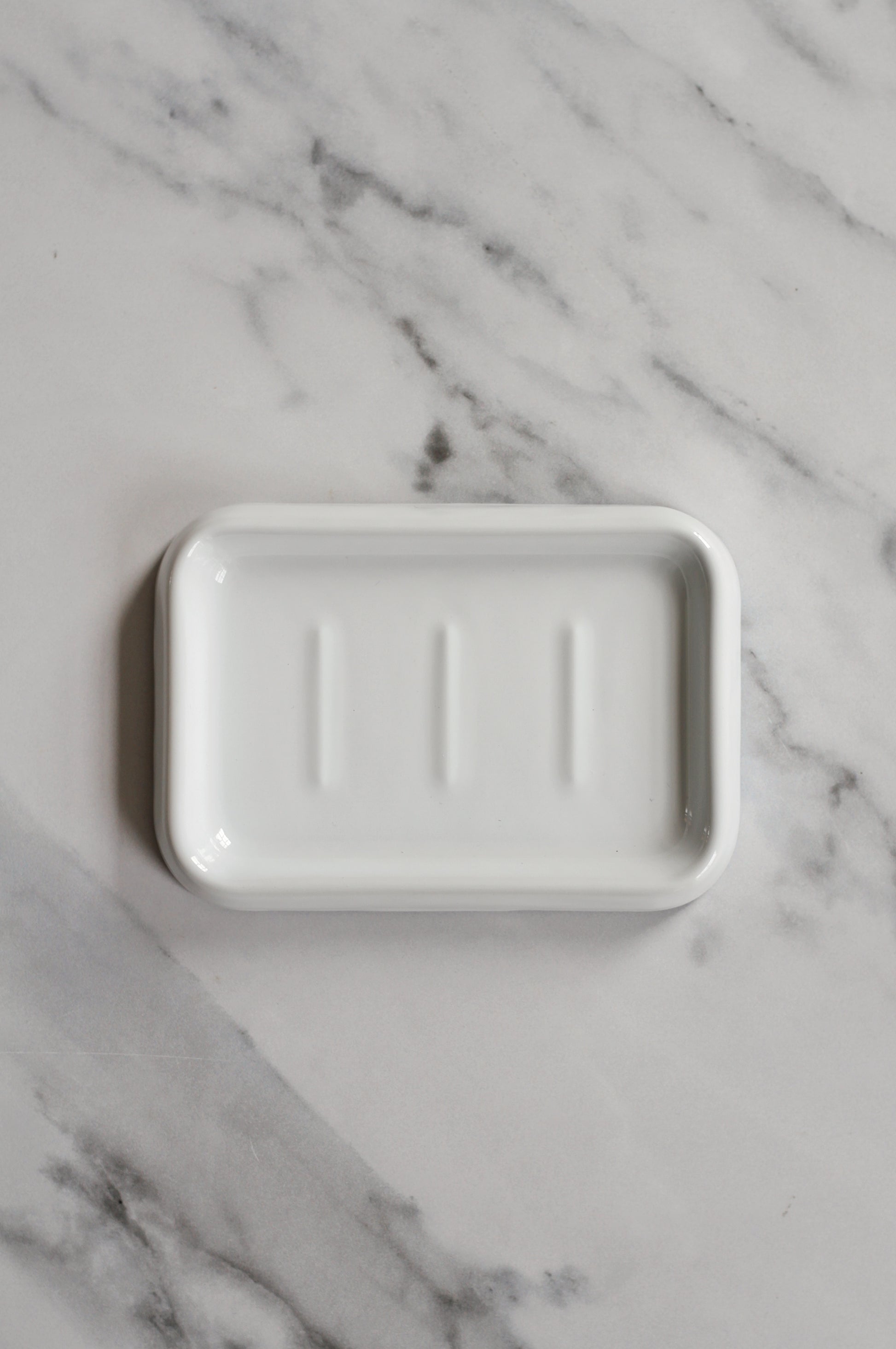 white enamel soap dish