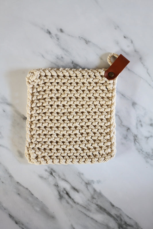 hand knitted cotton trivet
