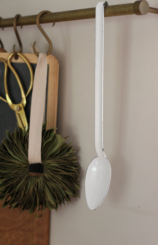 large enamel spoon white 